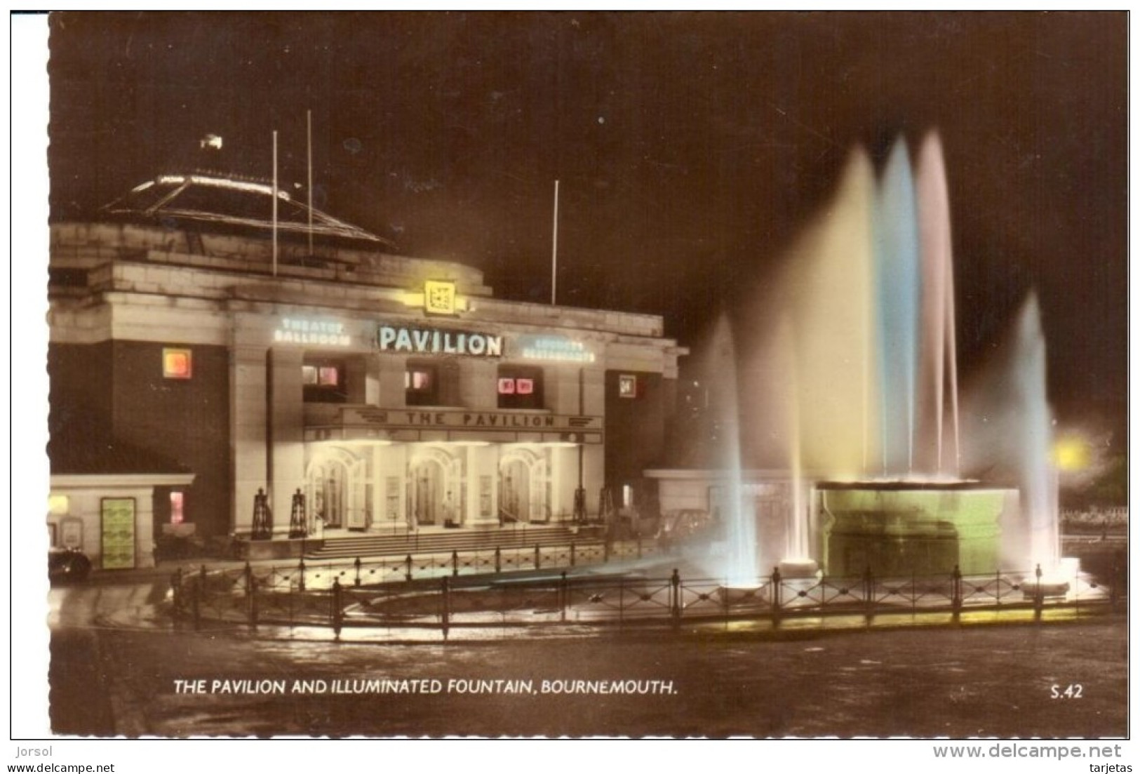 POSTAL    BOURNEMOUTH  - INGLATERRA -     THE PAVILLON Y FUENTE ILUMINADA - Bournemouth (a Partire Dal 1972)