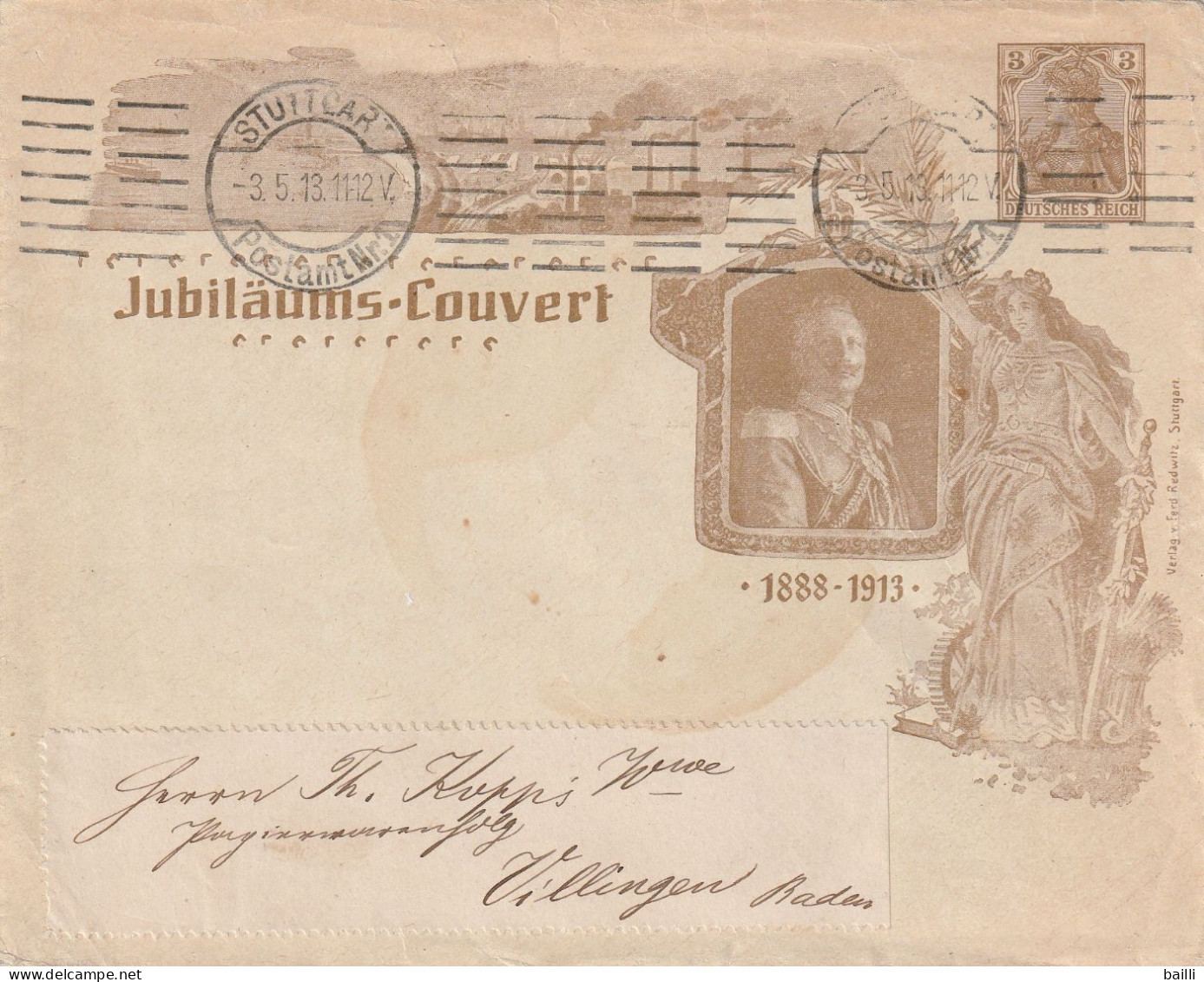 Allemagne Entier Postal Illustré Stuttgart 1913 - Enveloppes