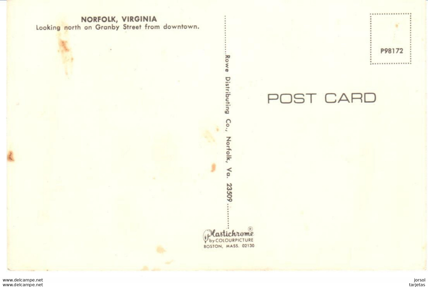 POSTAL    NORFLOK- VIRGINIA  -EE.UU.  -LOOKING NORTH ON GRANBY STREET FROM DOWNTOWN - Norfolk