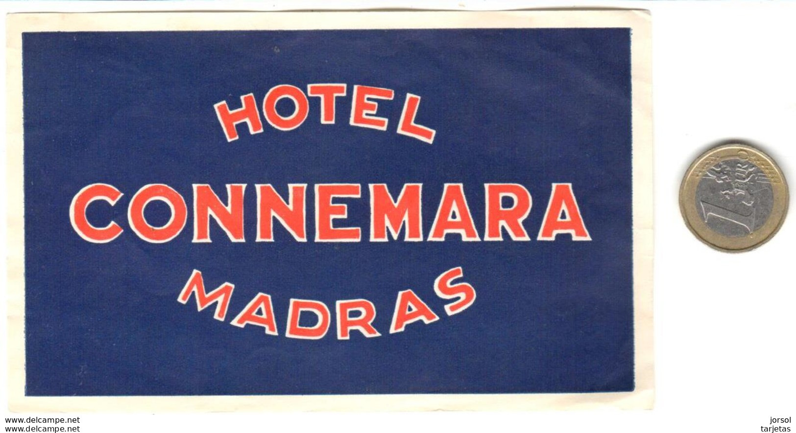 ETIQUETA DE HOTEL  - HOTEL CONNEMARA  -MADRAS (CHENNAI)  INDIA - Etiquettes D'hotels