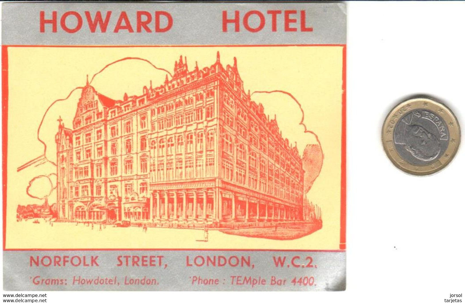 ETIQUETA DE HOTEL  - HOWARD HOTEL  -LONDON - Etiquettes D'hotels