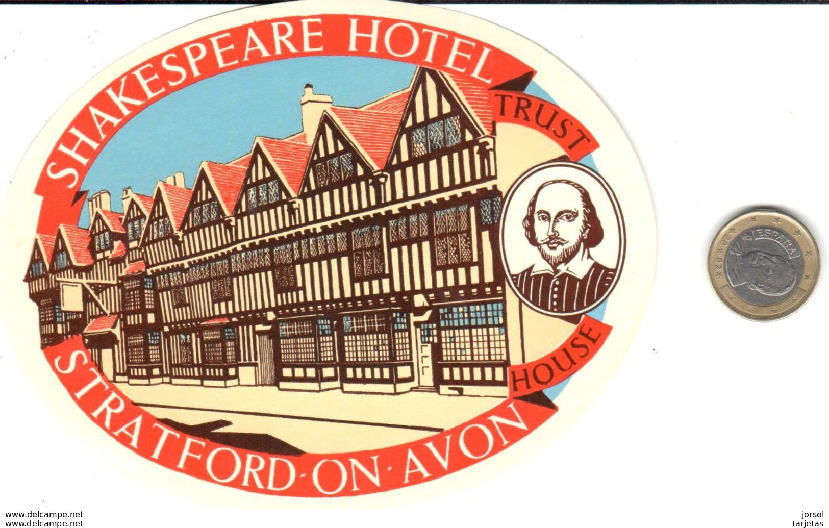 ETIQUETA DE HOTEL  - SHAKESPEARE HOTEL  -STRATFORD ON AVON  .INGLATERRA - Etiquettes D'hotels