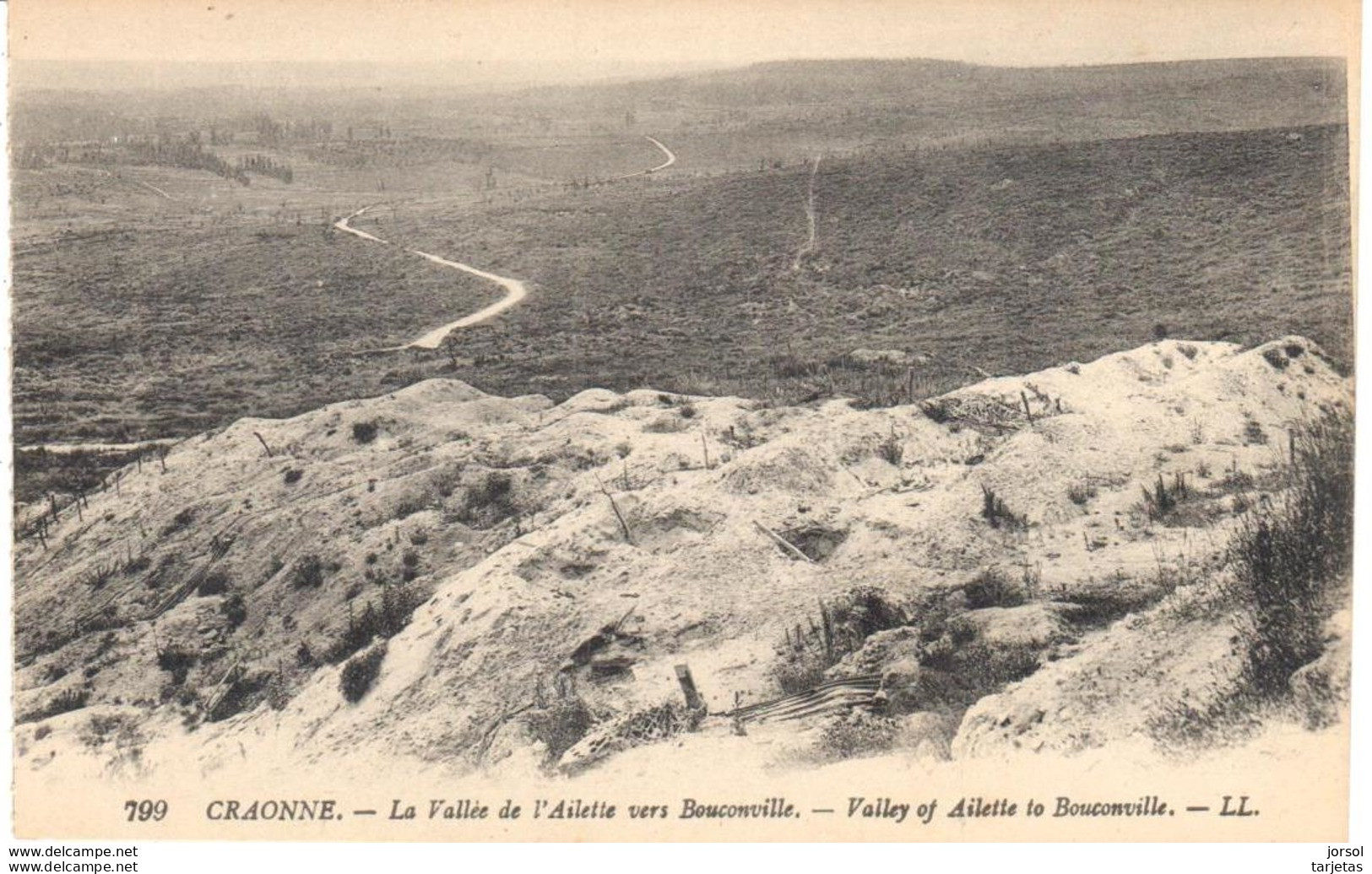 POSTAL   CRAONNE  -FRANCIA  - LA VALLÉE DE L'AILETTE VERS BOUCONVILLE  (VALLEY OF AILETTE TO BOUCONVILLE ) - Craonne