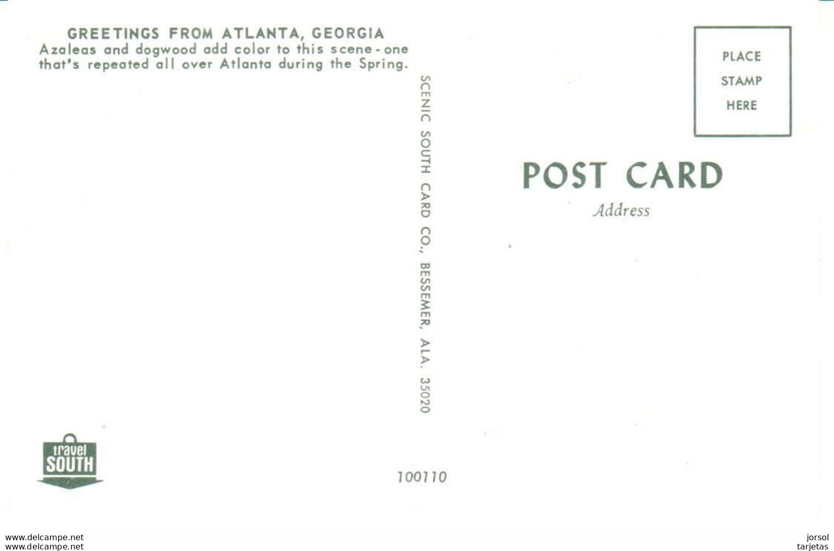 POSTAL    GEORGIA  -EE.UU. -GREETINGS FROM ATLANTA -AZALEAS - Atlanta