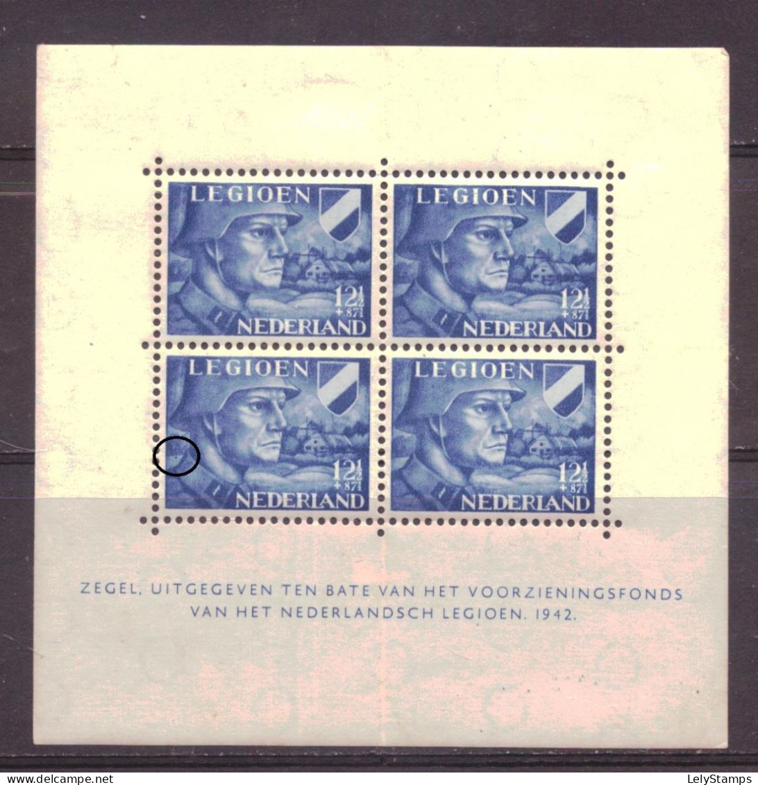 Nederland / Niederlande / Pays Bas NVPH 403B P Plaatfout MH * (1942) - Plaatfouten En Curiosa