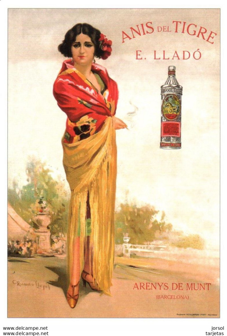 POSTAL  PUBLICIDAD  ANIS DEL TIGRE -E. LLADO -ARENYS DE MUNT-BARCELONA - Alcohol