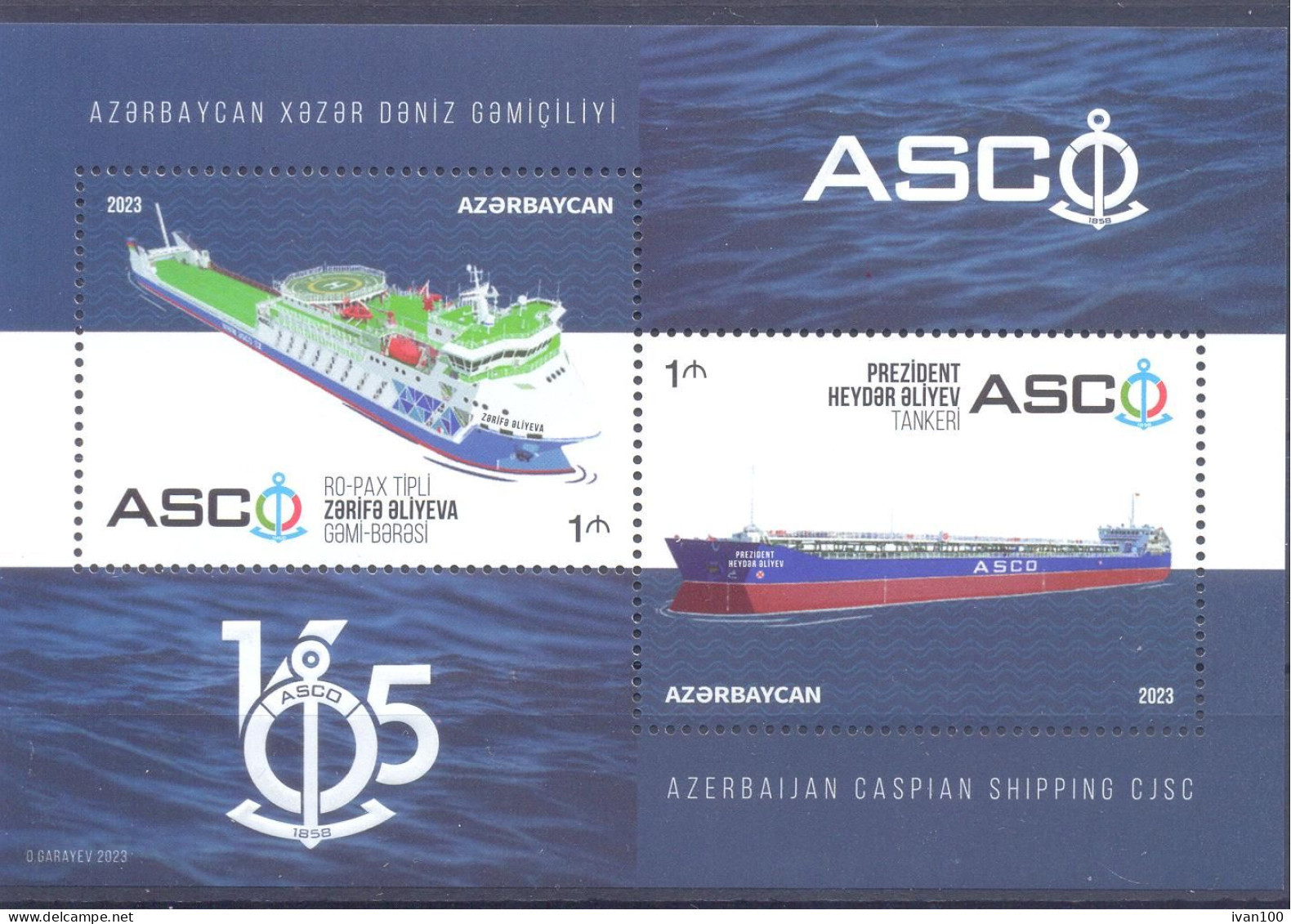 2023. Azerbaijan, 165y Of The Azerbaijan Caspian Shipping, S/s, Mint/** - Azerbaijan