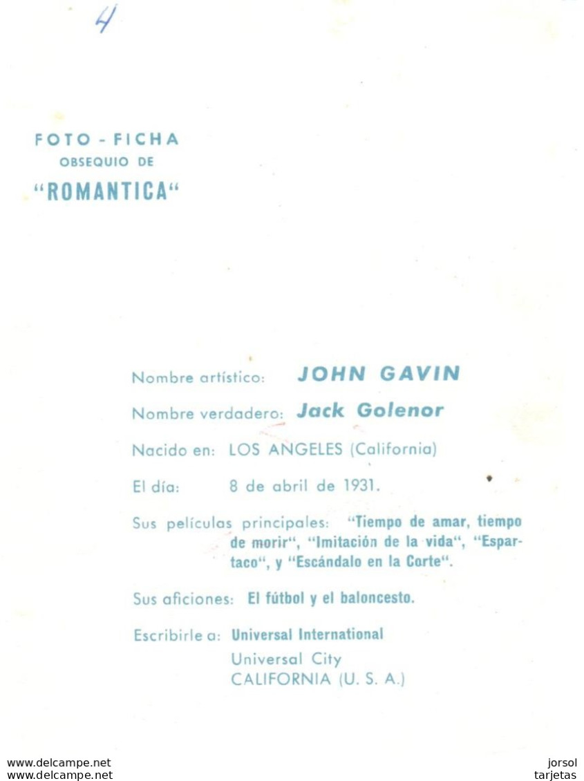 FOTOGRAFIA   DEL  ACTOR   JOHN GAVIN  (8 DE ABRIL 1931 ) - Photos