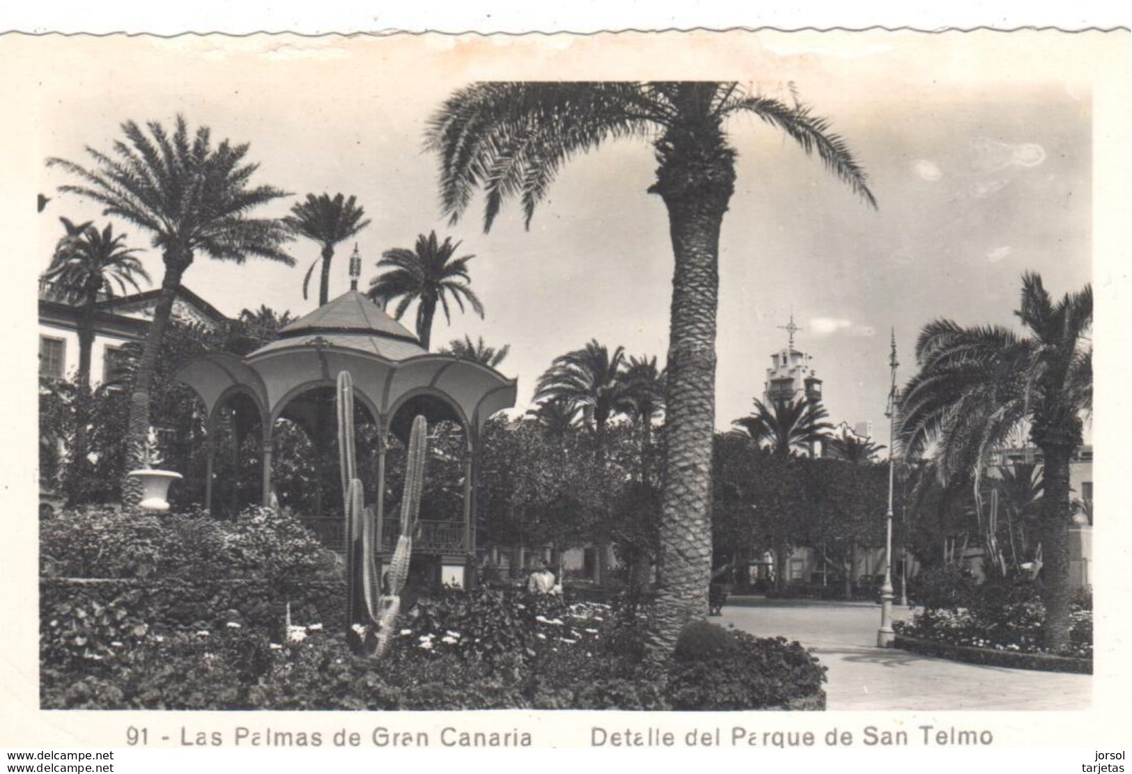 POSTAL   LAS PALMAS  - ISLAS CANARIAS - DETALLE DEL PARQUE DE SAN TELMO - La Palma