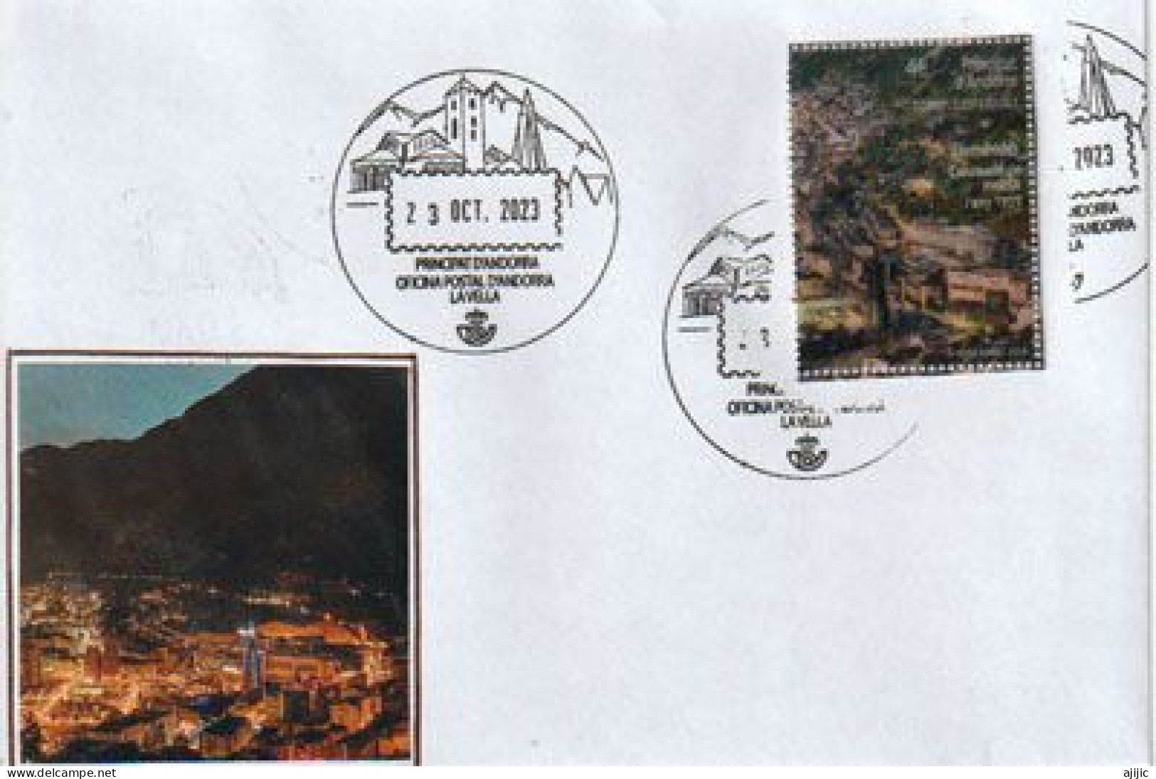 ANDORRA.FHASA/FEDA.(Forces Hidroelèctriques D'Andorra) Timbre Lenticulaire Haute Faciale Sur Lettre 2023 - Cartas & Documentos