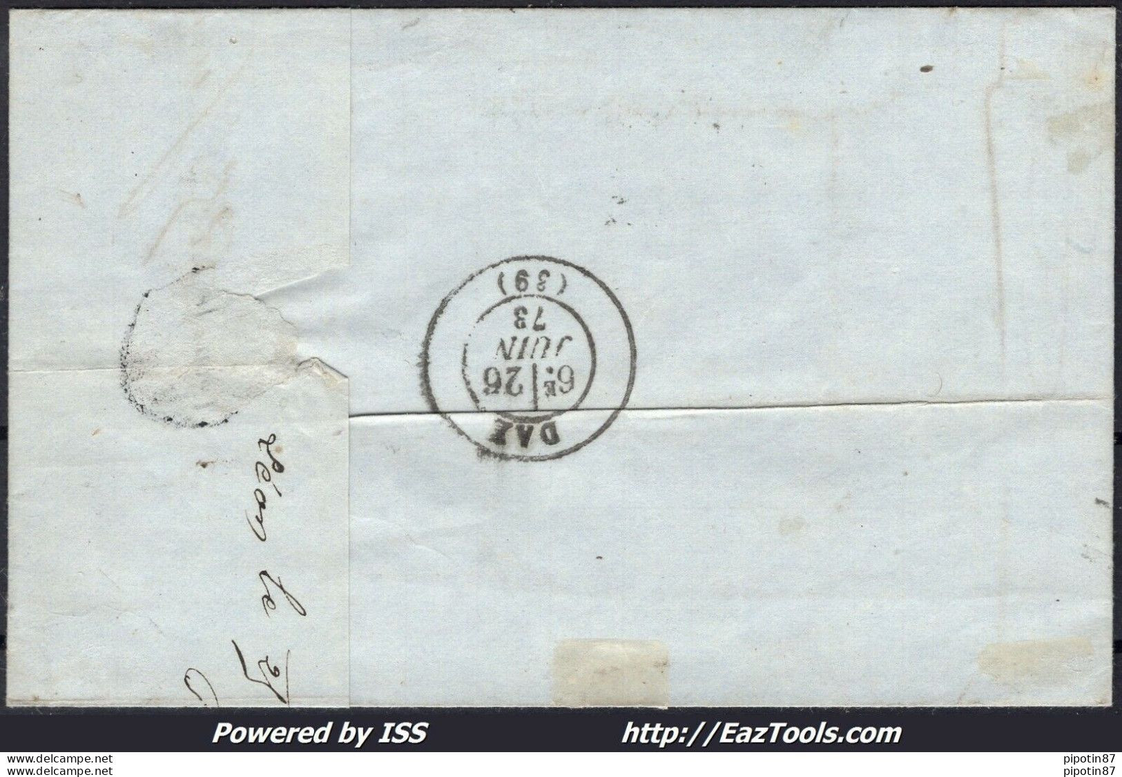 FRANCE N°60A LETTRE GC 1283 DAX LANDES CONVOYEUR STATION ST VINCENT DE TYROSSE - 1871-1875 Ceres