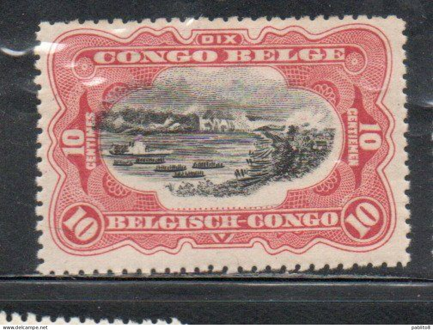 BELGIAN CONGO BELGA BELGE 1894 1901 1900 STANLEY FALLS CASCATE RIVER SCENE CENT. 10c MH - Ongebruikt