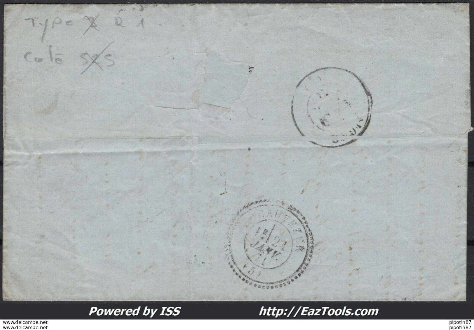 FRANCE N°45C SUR LETTRE GC 2240 MARSEILLE BOUCHES DU RHONE + CAD DU 18/01/1871 - 1870 Emission De Bordeaux