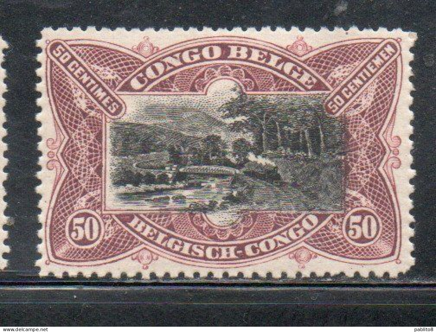 BELGIAN CONGO BELGA BELGE 1894 1901 1900 RAILROAD BRIDGE ON M'POZO RIVER CENT. 50c MH - Neufs