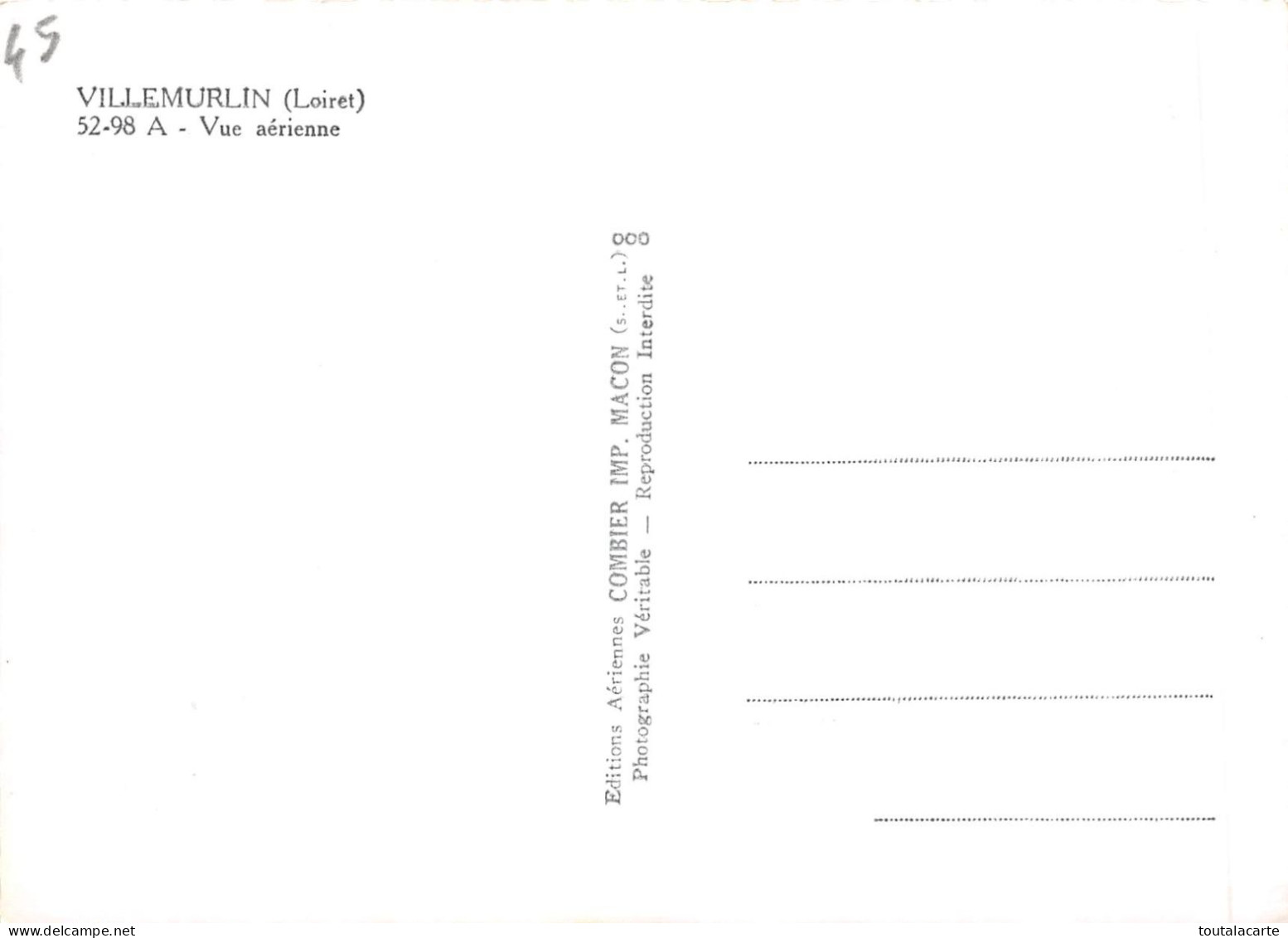 CPSM 45 VILLEMURLIN VUE AERIENNE  Grand Format 15 X 10,5 Cm - Other & Unclassified