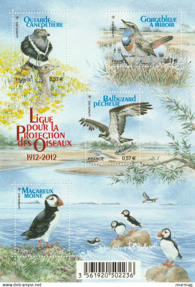 FRANCE - Ligue De Protection Des Oiseaux, Outarde, Gorge Bleue, Balbuzard, Macareux Moine - BF 4656 - 2012 - MNH - Neufs