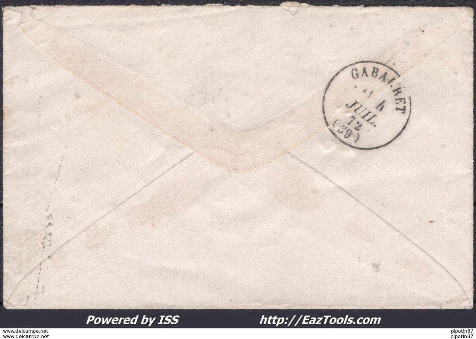 FRANCE N°60 SUR LETTRE GC 2508 MONTRÉAL DU GERS GERS + CAD TYPE 16 DU 02/07/1872 - 1871-1875 Ceres