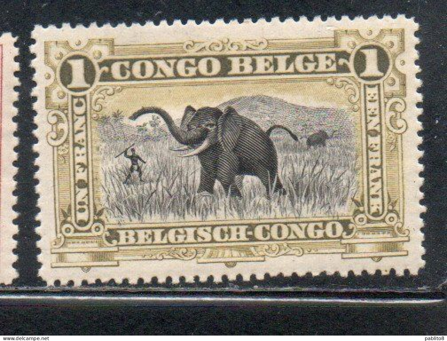 BELGIAN CONGO BELGA BELGE 1910 1905 HUNTING ELEPHANTS 1fr MH - Nuovi