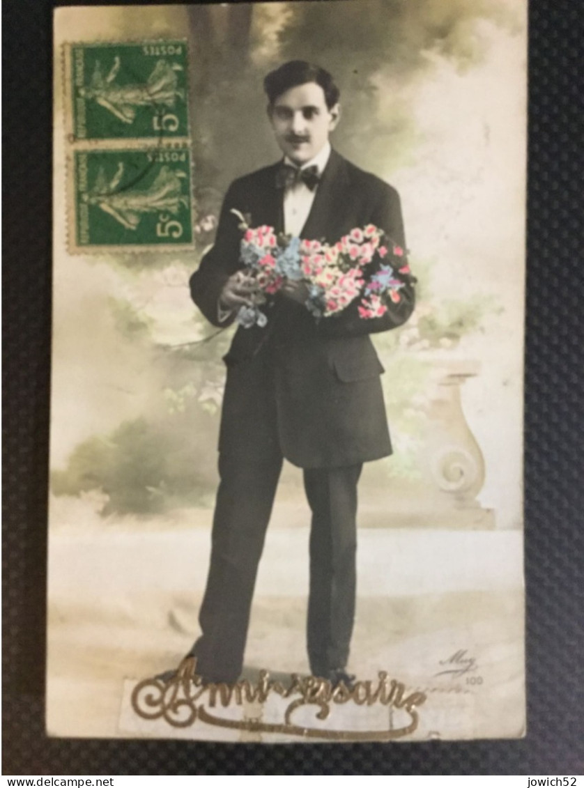 CPA Homme En Smoking Avec Des Fleurs, 1920, Man In Tuxedo With Flowers - Hommes