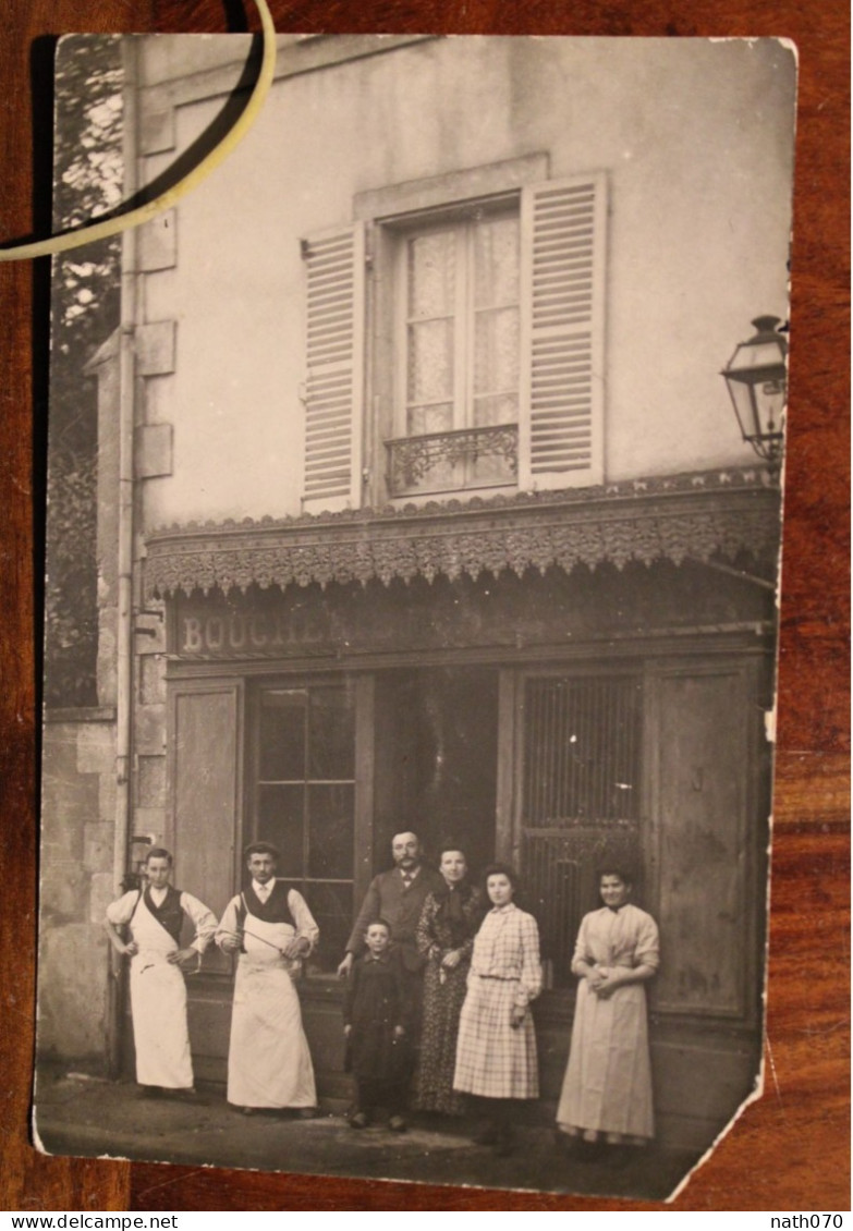 Carte Photo 1904 Boucherie CPA Ak Animée Tirage Print Vintage Me Prud'homme Fermier En Chaumes Chatillon En Buzois - Otros & Sin Clasificación