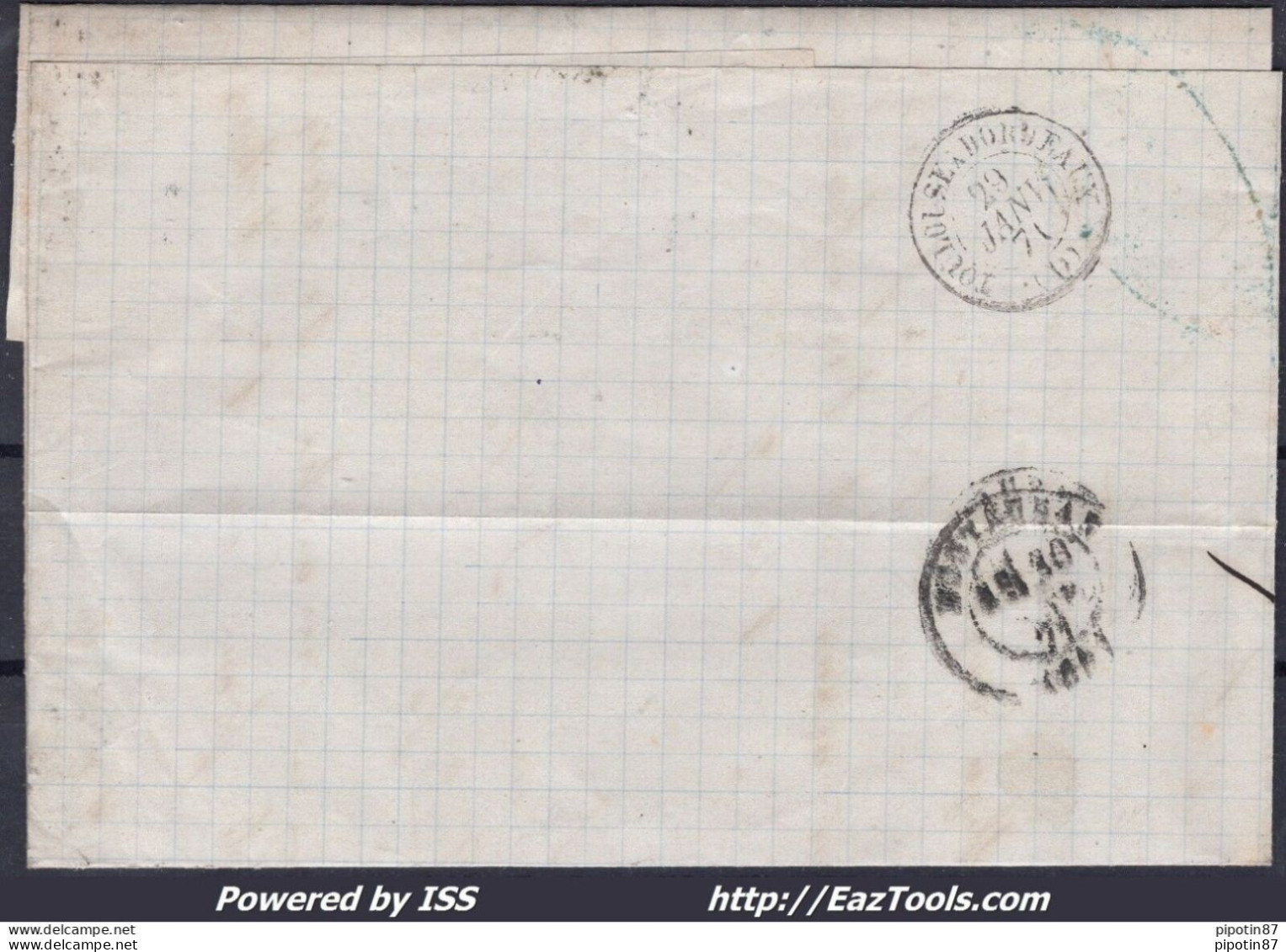 FRANCE N°45B SUR LETTRE GC 2659 NIMES GARD + CAD DU 28/01/1871 - 1870 Ausgabe Bordeaux