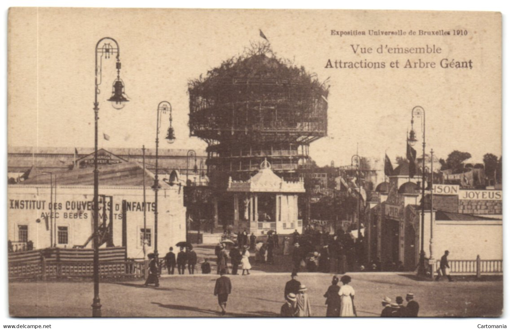 Exposition Universele De Bruxelles 1910 - Vue D'ensemble Attractions Et Abre Géant - Expositions Universelles