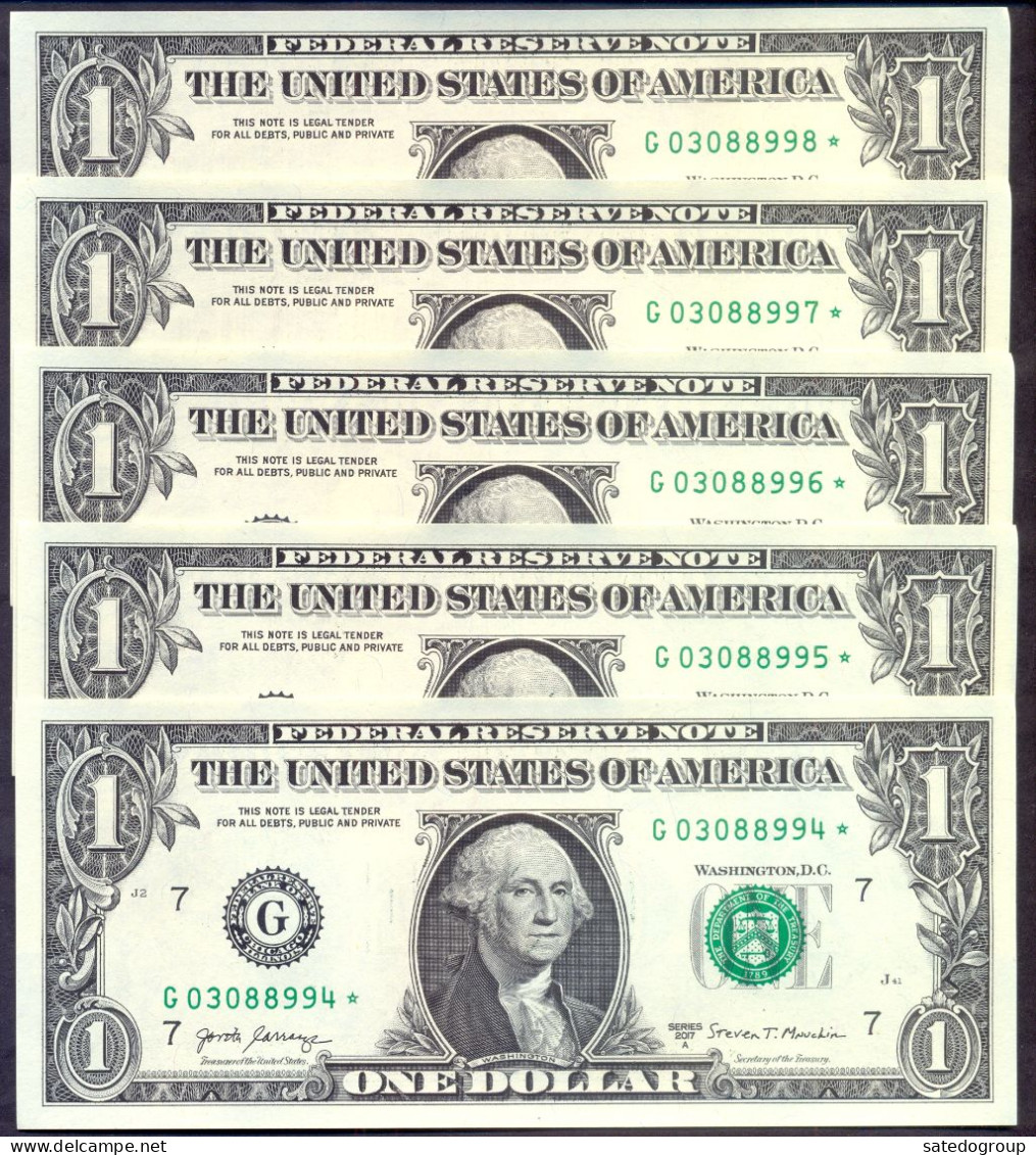USA 1 Dollars 2017A G  - UNC # P- W544 < G - Chicago IL > STAR Note - Replacement - Billets De La Federal Reserve (1928-...)
