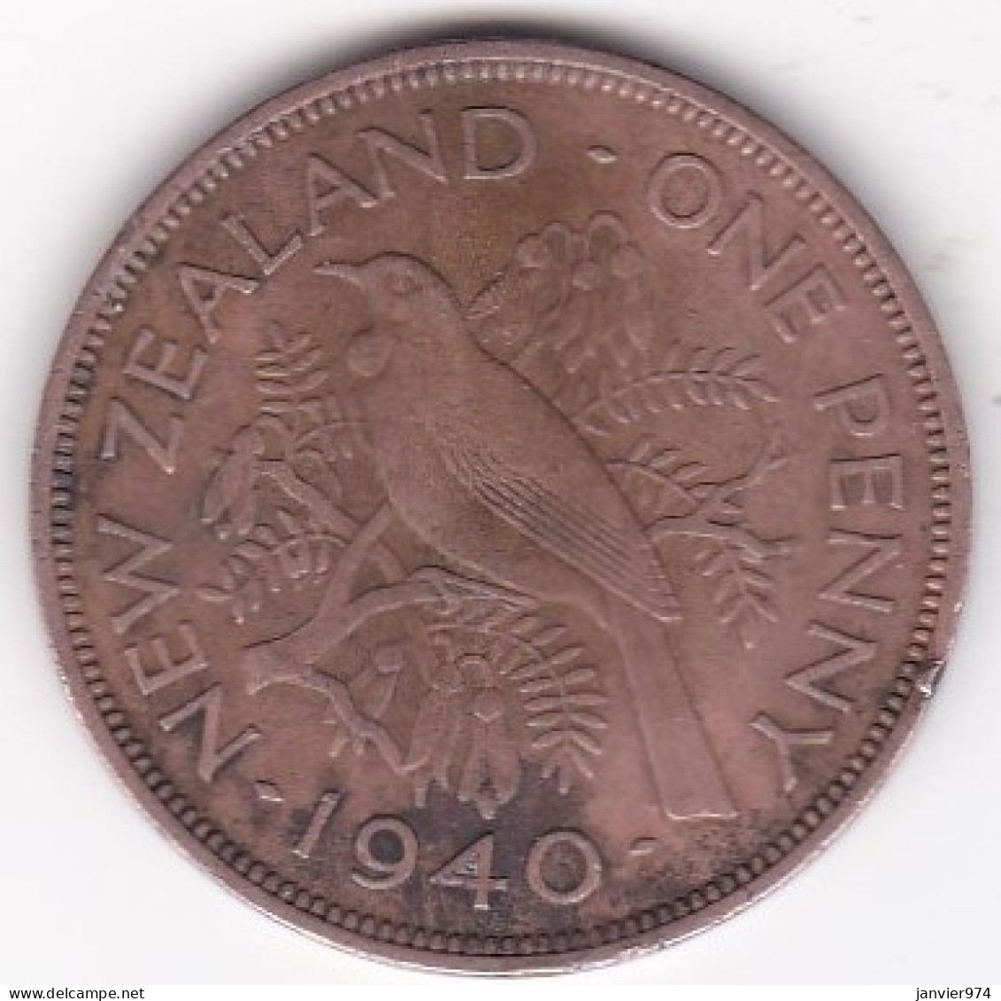 New Zealand 1 Penny 1940, George VI, En Bronze , KM# 13 - New Zealand