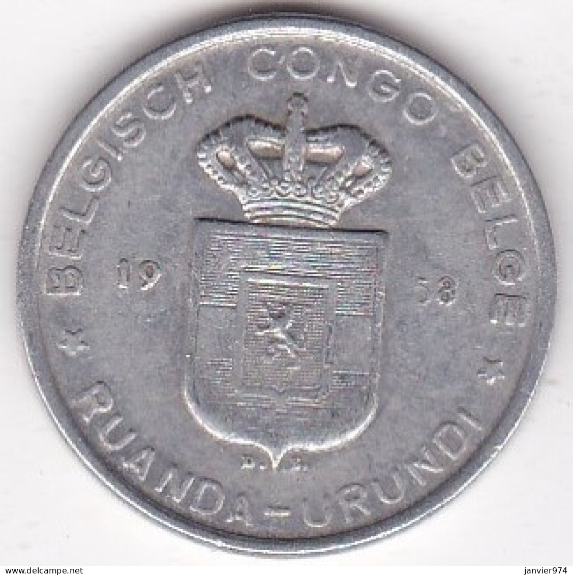 Congo Belge Ruanda Urundi 5 Francs 1958, En Aluminium-magnésium, KM# 3 - 1951-1960: Baldovino I