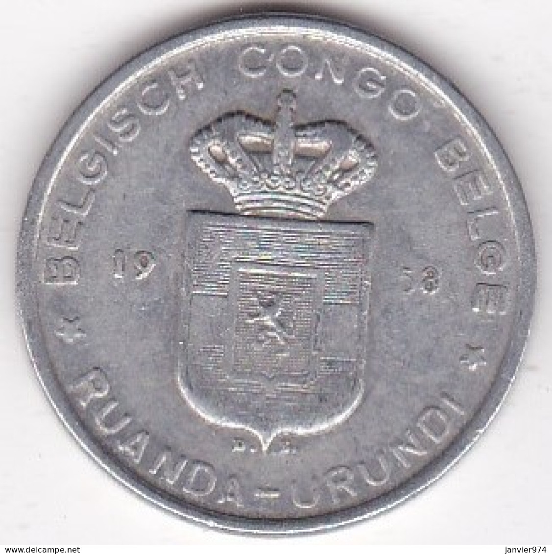 Congo Belge Ruanda Urundi 5 Francs 1958, En Aluminium-magnésium, KM# 3 - 1951-1960: Baudouin I