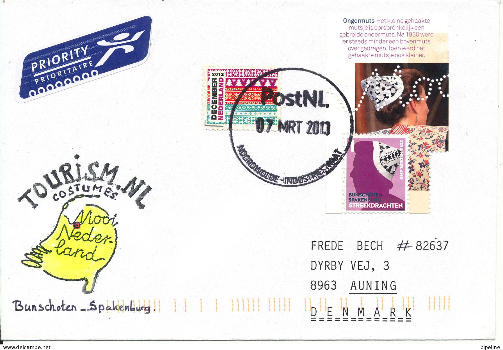 Netherlands Cover Sent To Denmark 7-3-2013 Topic Stamps - Lettres & Documents