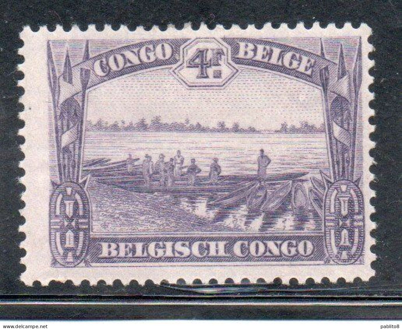 BELGIAN CONGO BELGA BELGE 1931 1937 1932 CANOES AT STANLEYVILLE 4fr MH - Unused Stamps