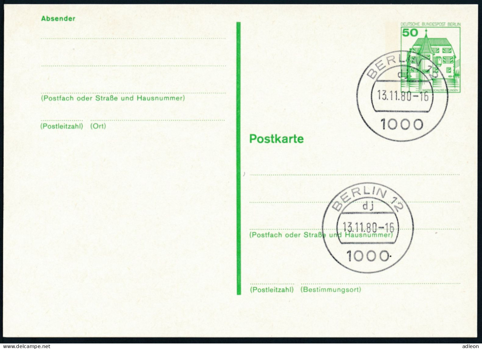 Berlin - Entier Postal / W-Berlin - Poskarte P 116 Gest. Berlin 12 / 13-11-1980 Versandstelle - Cartoline - Usati