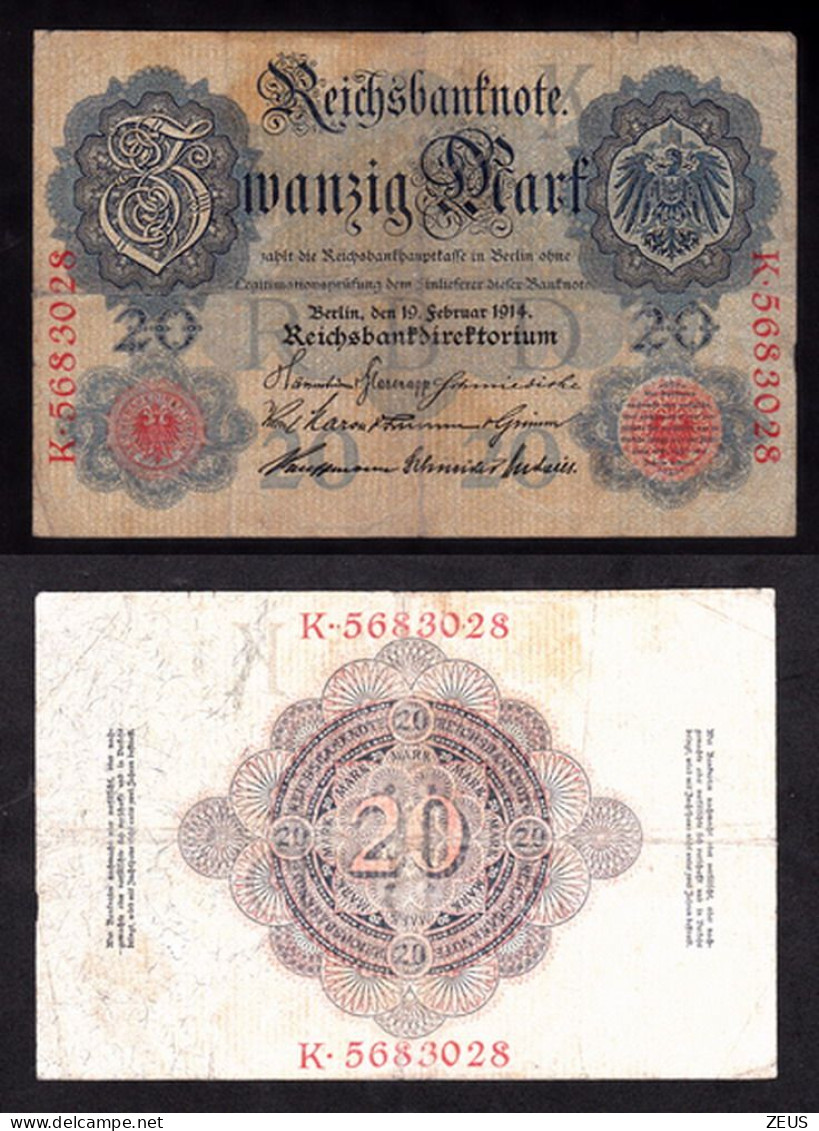 GERMANIA 20 MARCHI 1914  PIK 46B MB-BB - 20 Mark