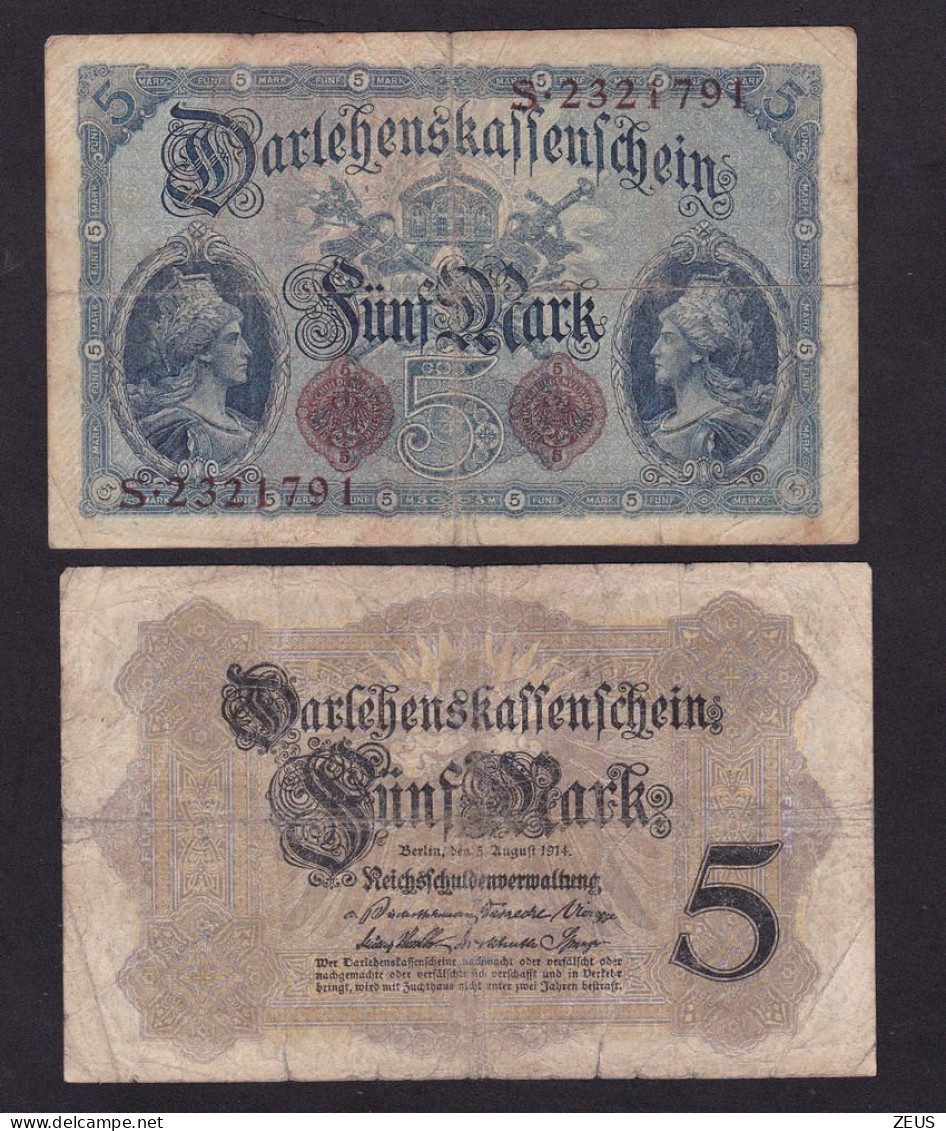 GERMANIA 5 MARCHI 1914  PIK 47B MB - 5 Mark