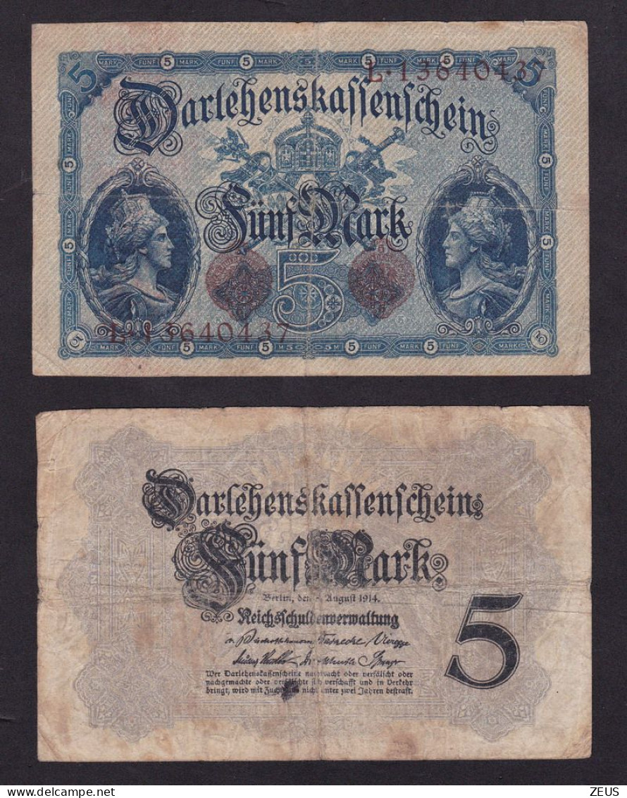 GERMANIA 5 MARCHI 1914  PIK 47C BB - 5 Mark