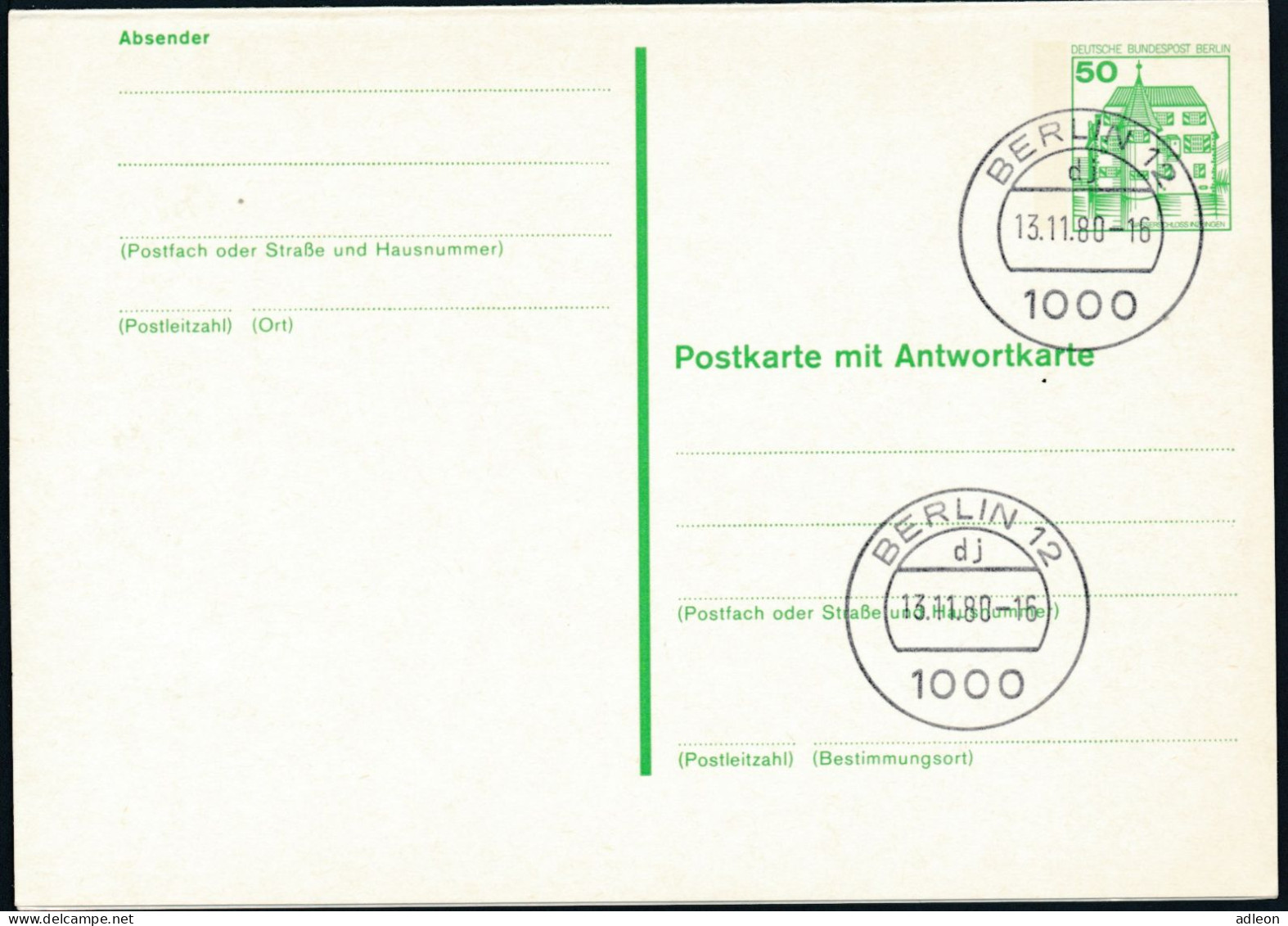 Berlin - Entier Postal / W-Berlin - Poskarte P 119 Gest. Berlin 12 / 13-11-1980 Versandstelle - Postales - Usados