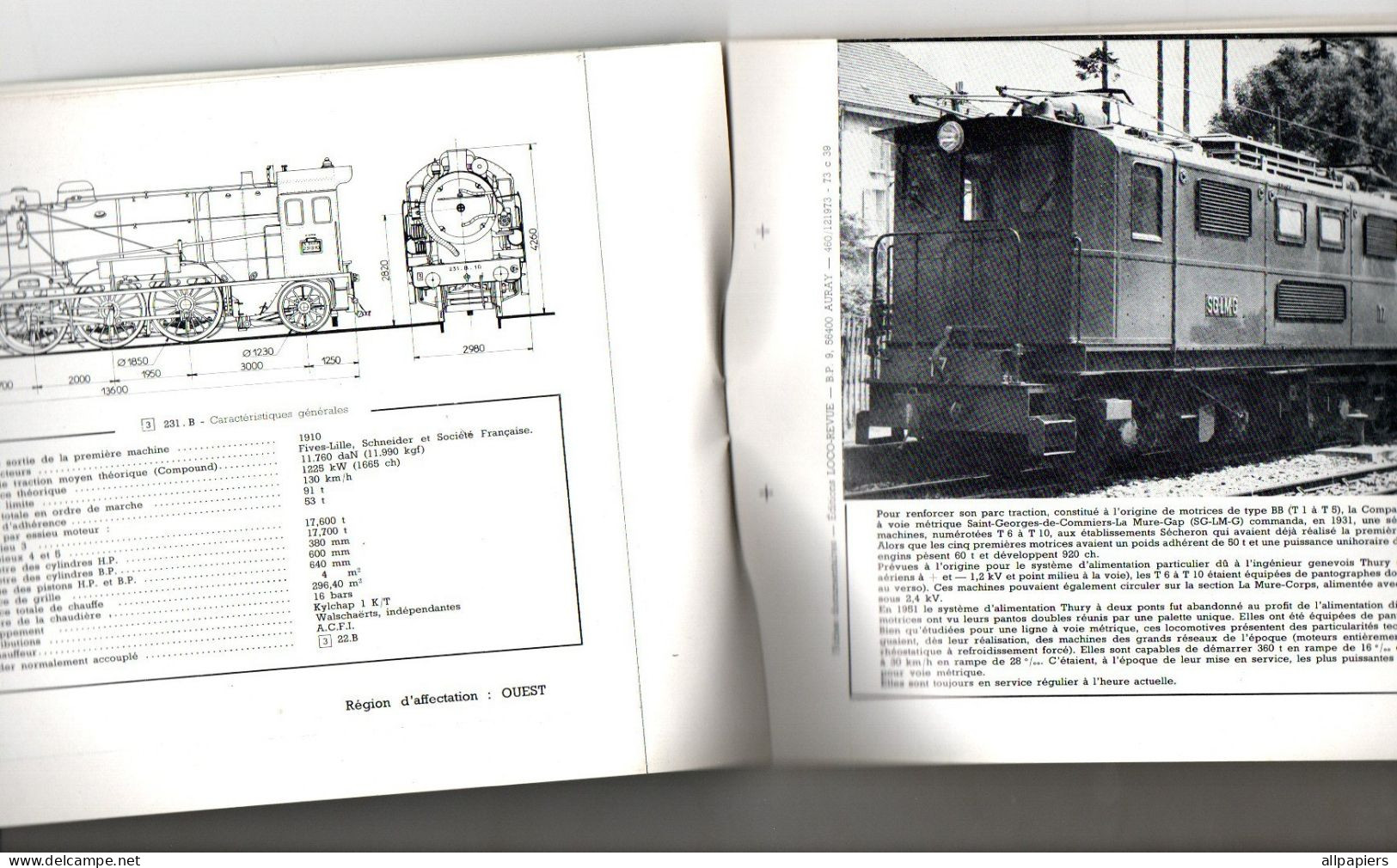 Carnet De Fiches Documentaires Le Matériel Moteur Et Remorqué SNCF 39e Série 1973 - C - Loco Revue éditions - Chemin De Fer