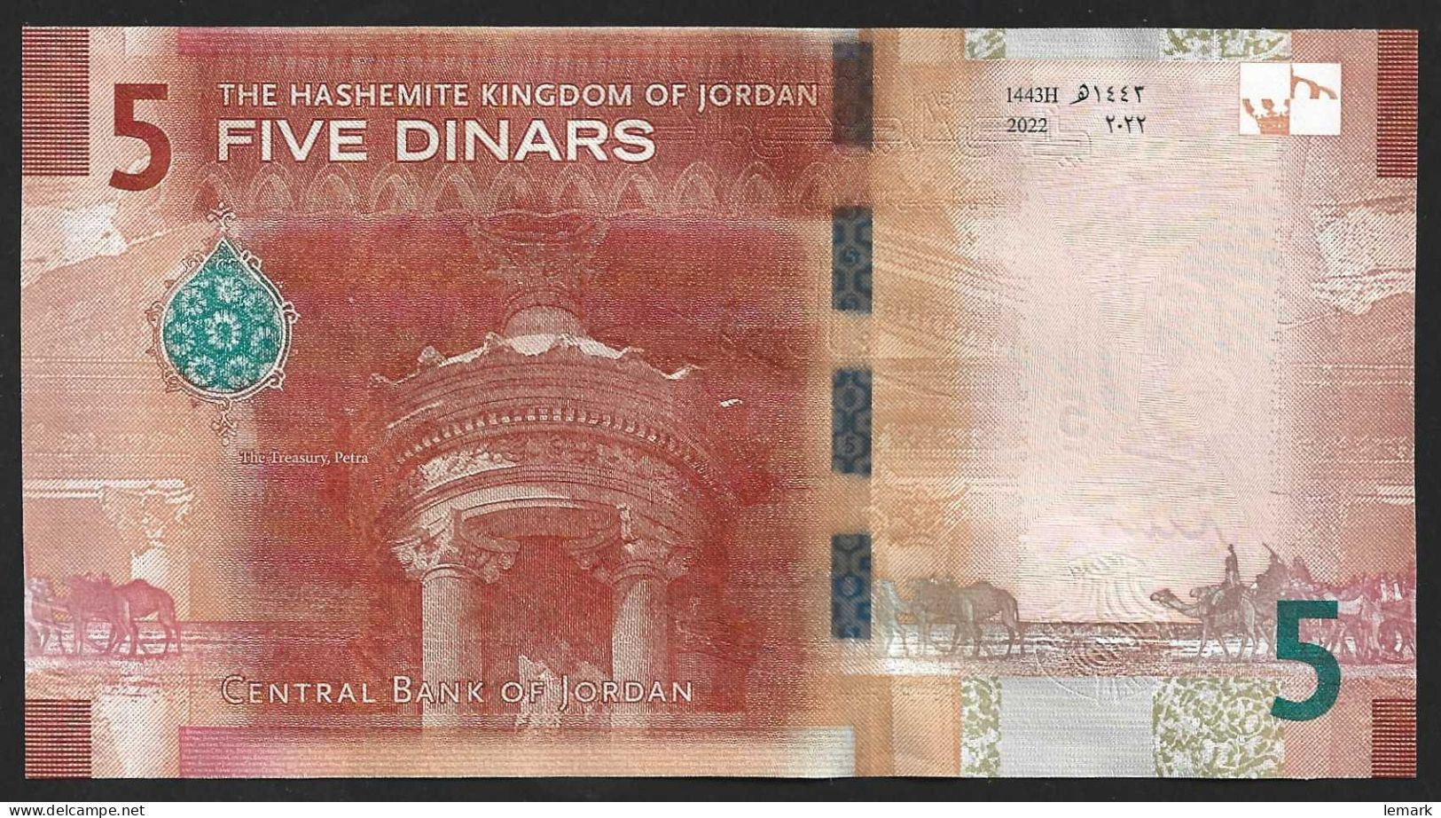 Jordan 5 Dinars 2022 P40 UNC - Jordanien