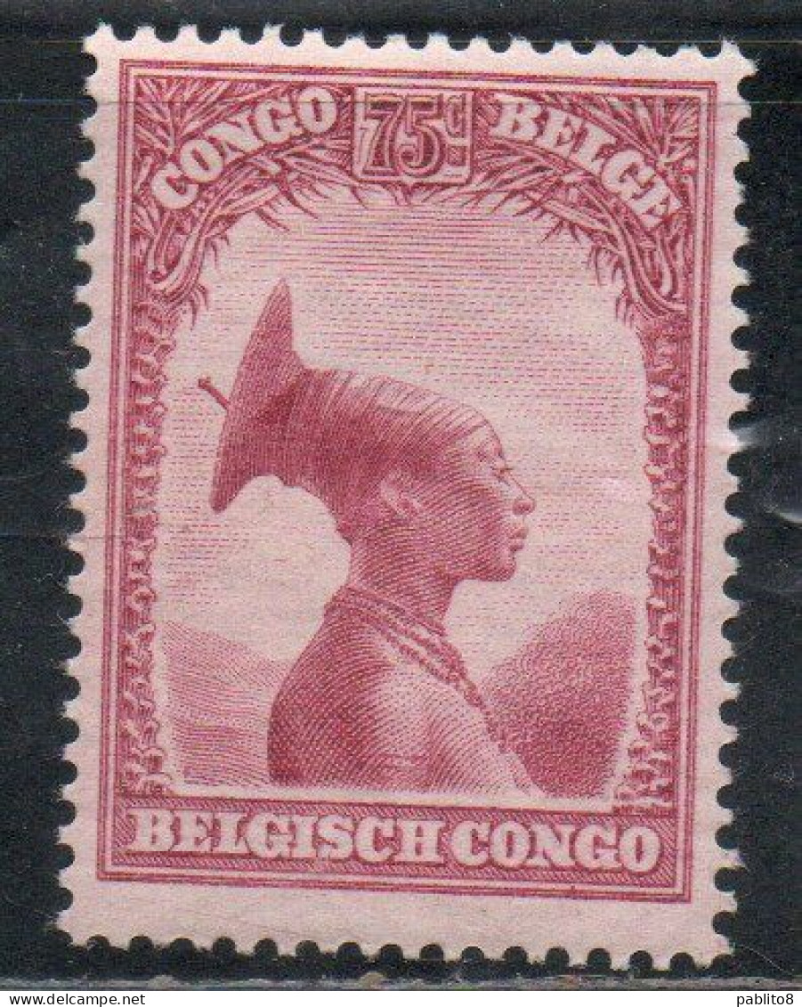 BELGIAN CONGO BELGA BELGE 1931 1937 1932 MANGBETU WOMAN 75c MH - Ungebraucht