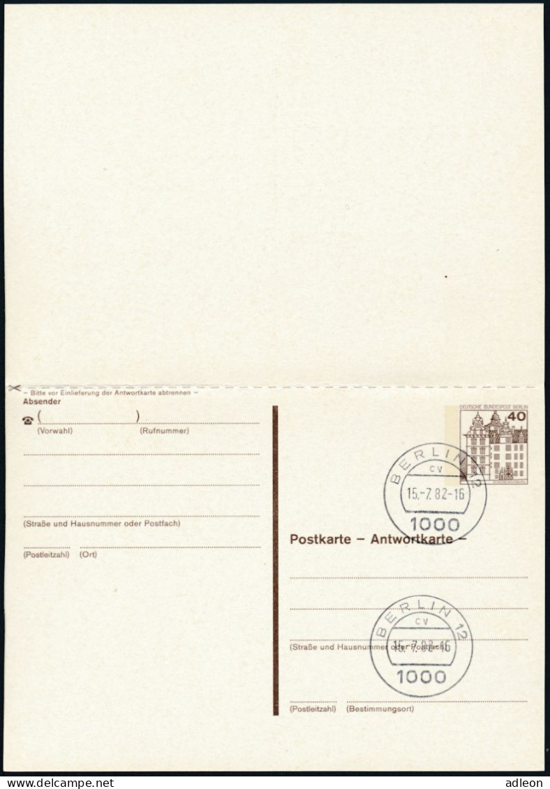 Berlin - Entier Postal / W-Berlin - Poskarte P 124/I Gest. Berlin 12 / 15-7-1982 Versandstelle - Postkarten - Gebraucht