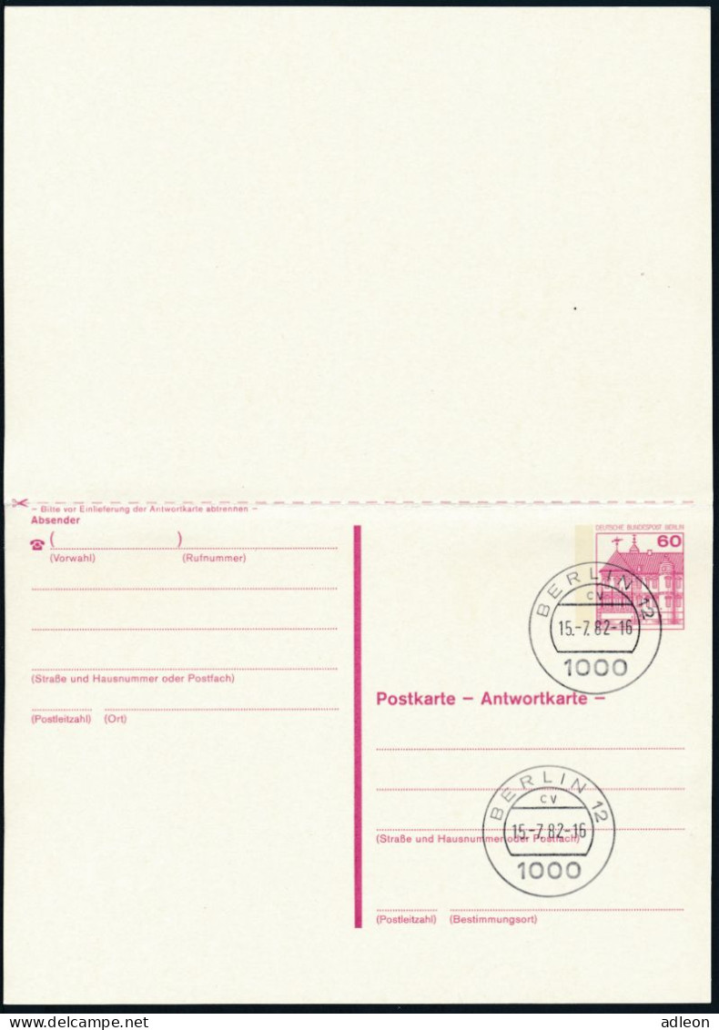 Berlin - Entier Postal / W-Berlin - Poskarte P 125/I Gest. Berlin 12 / 15-7-1982 Versandstelle - Postales - Usados