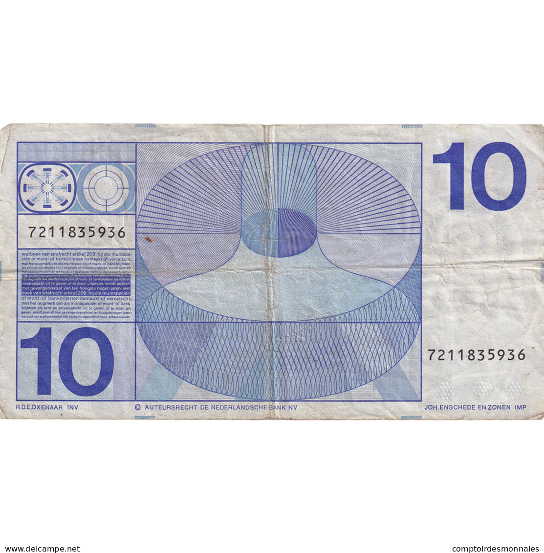 Billet, Pays-Bas, 10 Gulden, 1968, KM:91b, TB+ - 10 Florín Holandés (gulden)
