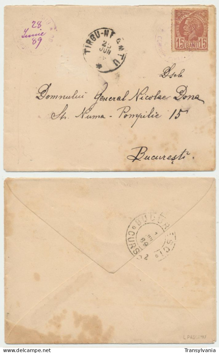 Romania 1889 15 Bani Eagle Stamp Used On Rural P.O. Cover With Handwritten Date - Covers & Documents