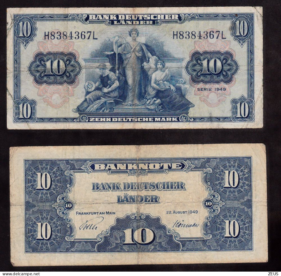 GERMANIA 10 MARCHI 1949 PIK 16A BB - 10 Deutsche Mark