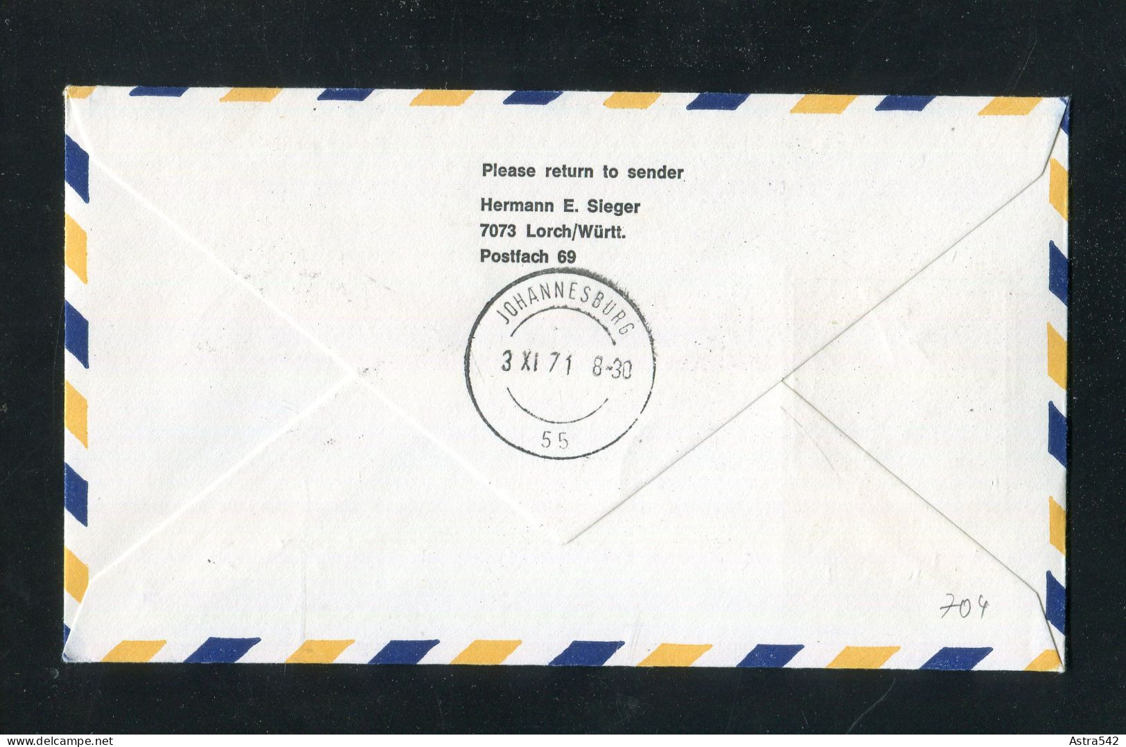 "KONGO-KINSHASA" 1971, Erstflugbrief LH 552 "Kinshasa-Johannesburg" (0103) - Briefe U. Dokumente