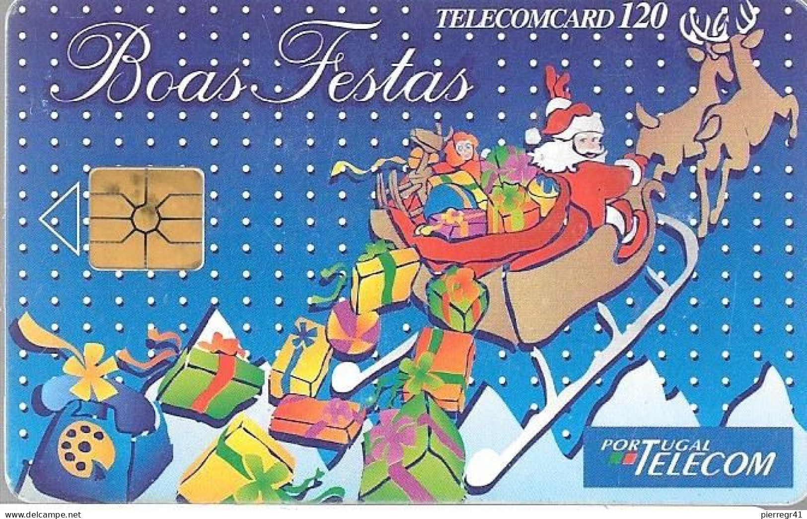 CARTE-PUCE-12/96-Gem A-PORTUGAL-PERE NOEL En TRAINEAUX-Utilisé TBE/RARE - Christmas