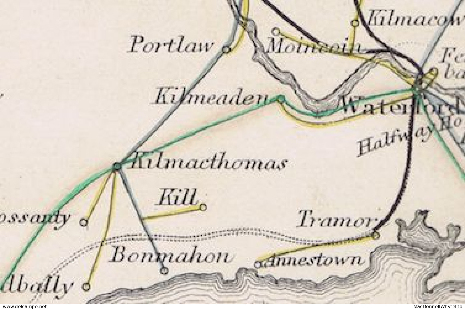 Ireland Waterford Military 1849 Wrapper Bonmahon To London With Italic "Kilmacthomas/Penny Post" - Préphilatélie