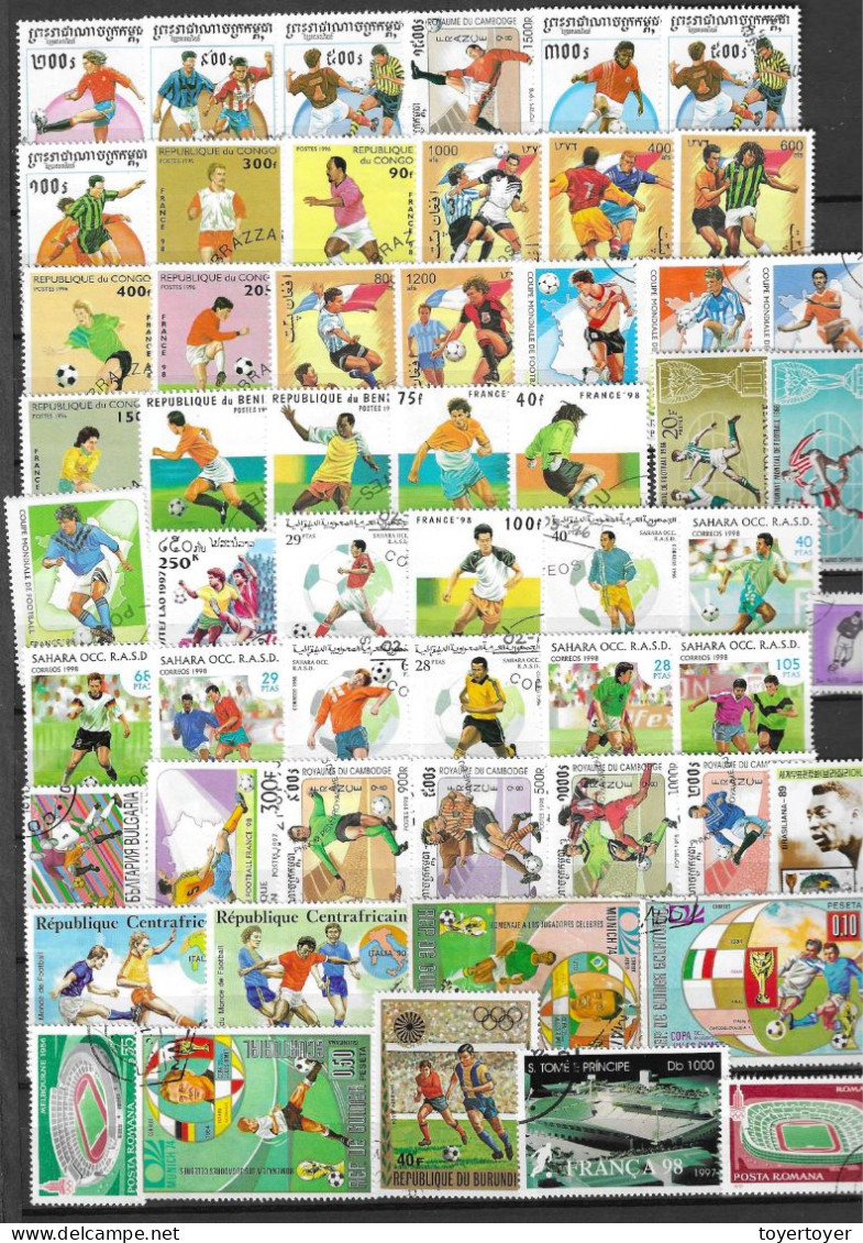 E159  Lot De 115 Timbres Thème Football Neufs Ou Oblitérés - Autres & Non Classés