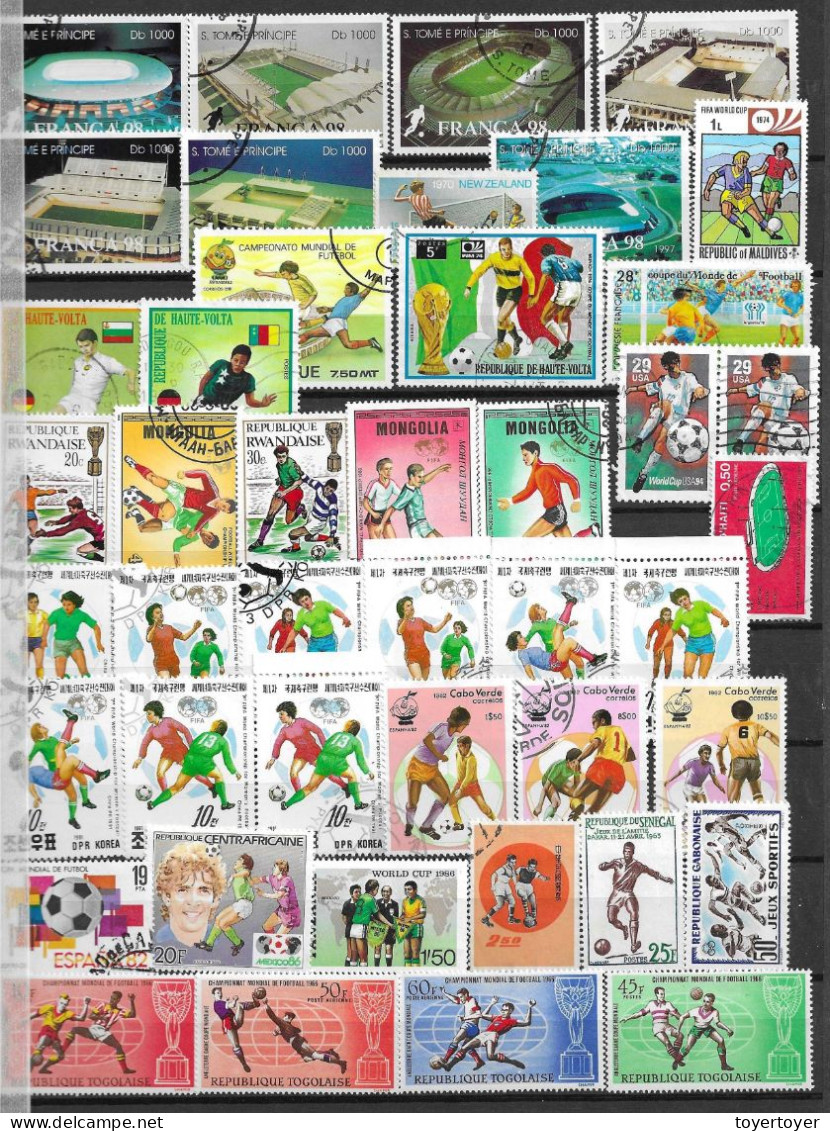 E159  Lot De 115 Timbres Thème Football Neufs Ou Oblitérés - Autres & Non Classés